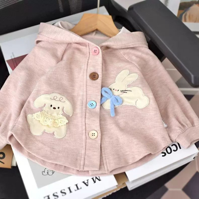 甜美動物刺繡連帽外套