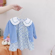 氣質小花洋裝針織套裝