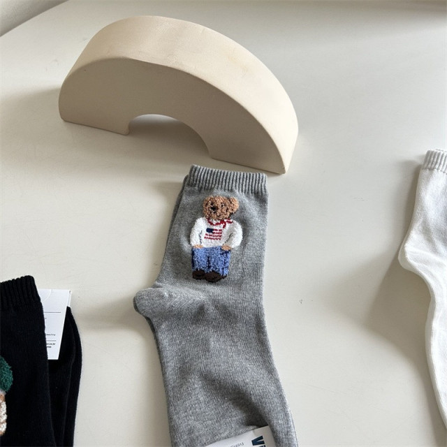 大人學院熊立體刺繡（五雙入）