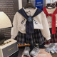 英倫學院風格紋裙三件組
