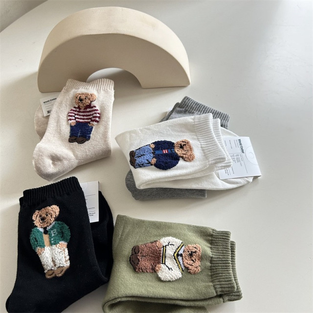 大人學院熊立體刺繡（五雙入）