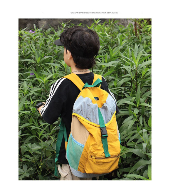 日系拼色後背包