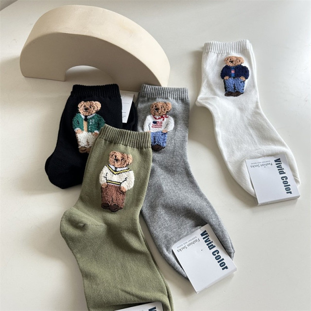 大人學院熊立體刺繡（五雙入）