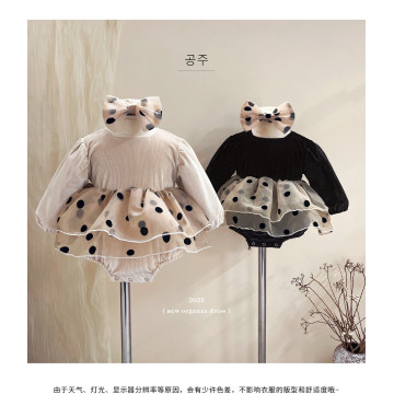 小公主波點紗連體裙(贈髮帶）