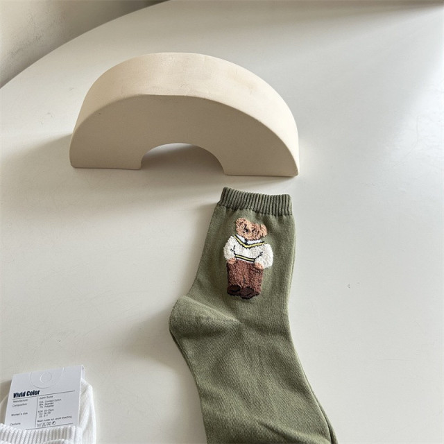 大人學院熊立體刺繡（五雙入）