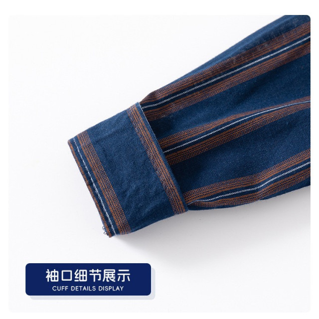 質感復古條紋立領襯衫