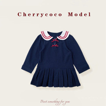 優雅海軍風百褶洋裝