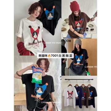 可愛毛帽貓咪T恤