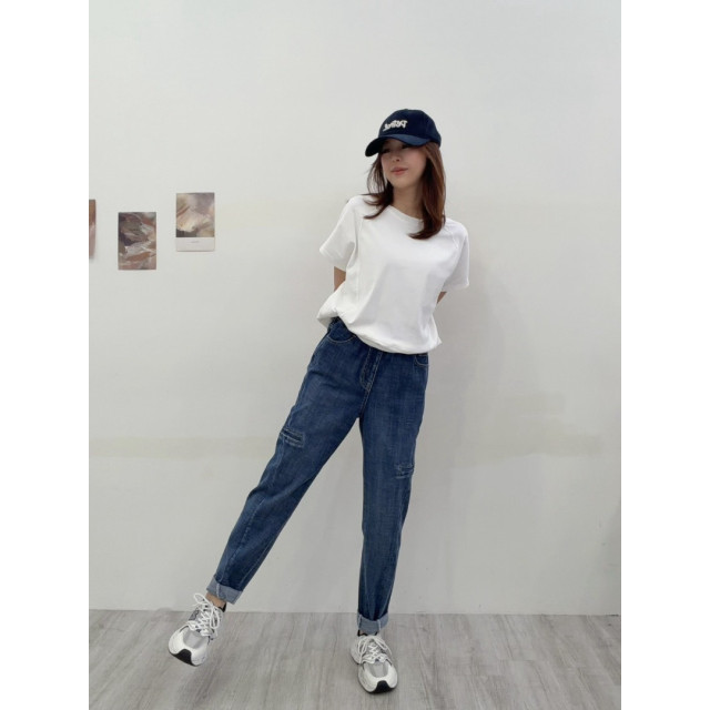 春款❥高腰修身寬版牛仔褲