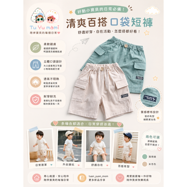 簡約雙口袋工裝褲