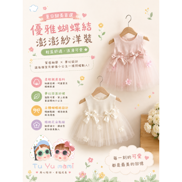 優雅蝴蝶結紗裙洋裝