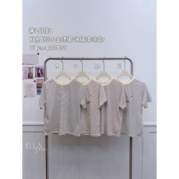 小金標橫條紋雪花棉T