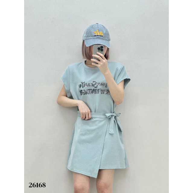 顯瘦側綁帶造型修身棉感連身洋裝