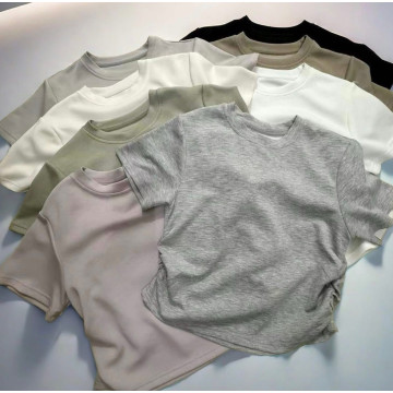 側邊抓皺設計感太空棉T