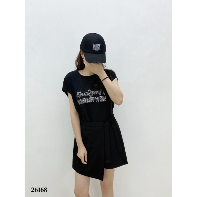 顯瘦側綁帶造型修身棉感連身洋裝