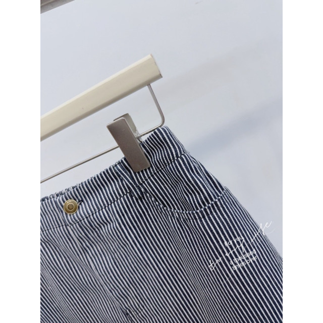 韓系歐膩！後鬆緊顯瘦直條紋修身防走光短裙