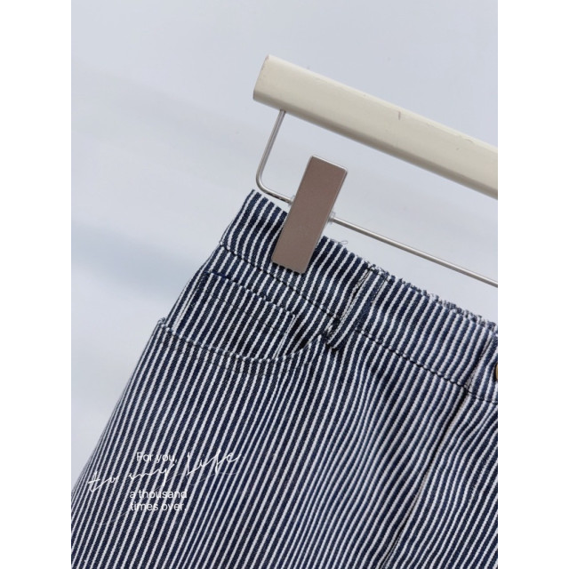 韓系歐膩！後鬆緊顯瘦直條紋修身防走光短裙