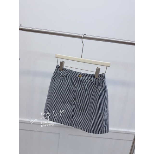 韓系歐膩！後鬆緊顯瘦直條紋修身防走光短裙