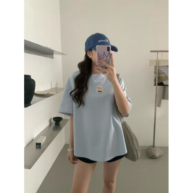 後背刺繡開叉寬鬆TEE