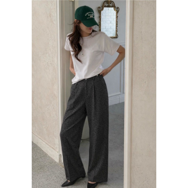 韓系小豹紋寬褲