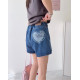 愛心刺繡牛仔短褲