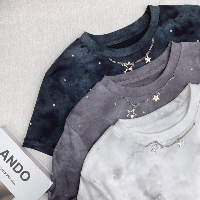 渲染潑墨星星鏈條短版TEE