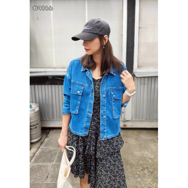 韓系設計款落肩牛仔外套