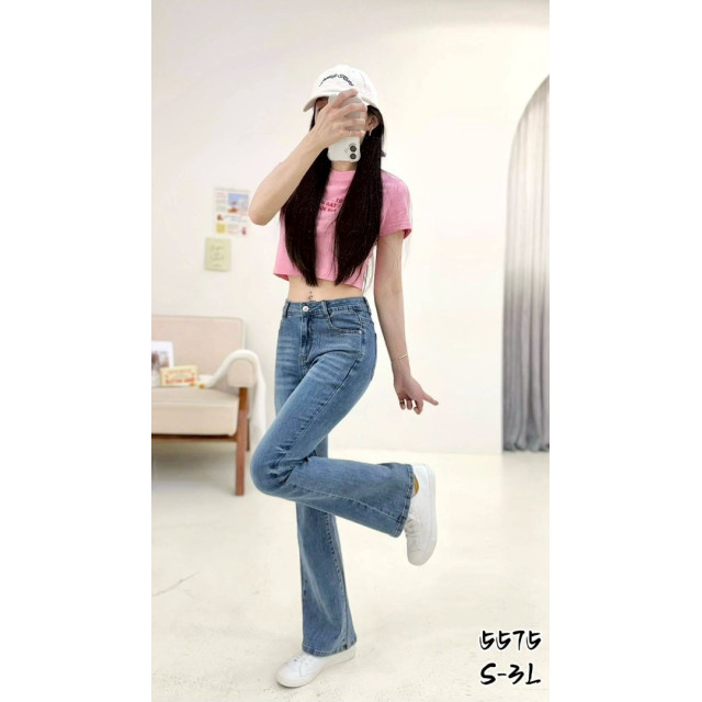 前釦拉鍊鬼洗彈力喇叭褲