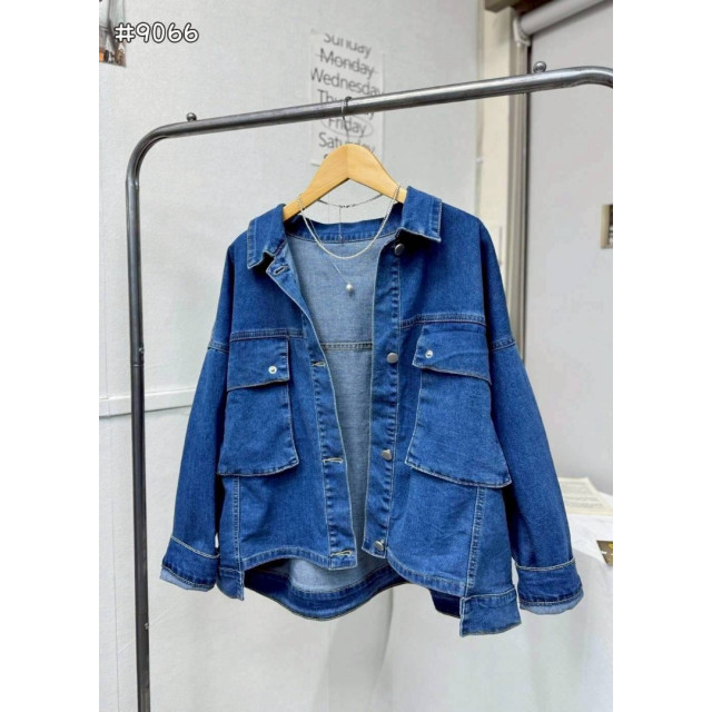 韓系設計款落肩牛仔外套