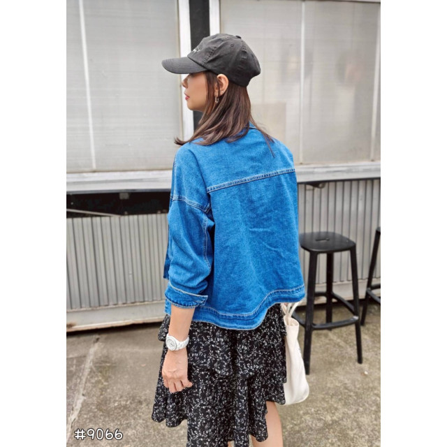 韓系設計款落肩牛仔外套