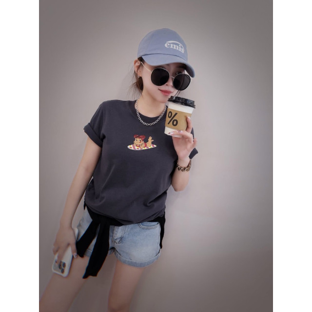牛奶妹Peko醬美式復古柔感棉T