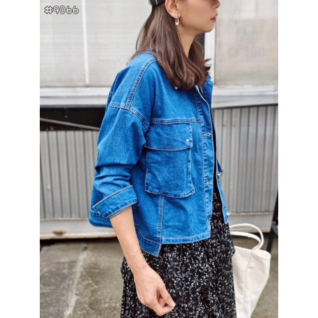 韓系設計款落肩牛仔外套