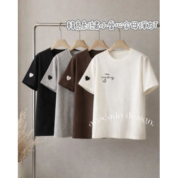 刺繡小愛心字母彈力TEE
