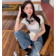 方領美背扭結造型上衣