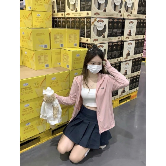 韓系字母愛心印圖冰絲涼爽連帽防曬外套