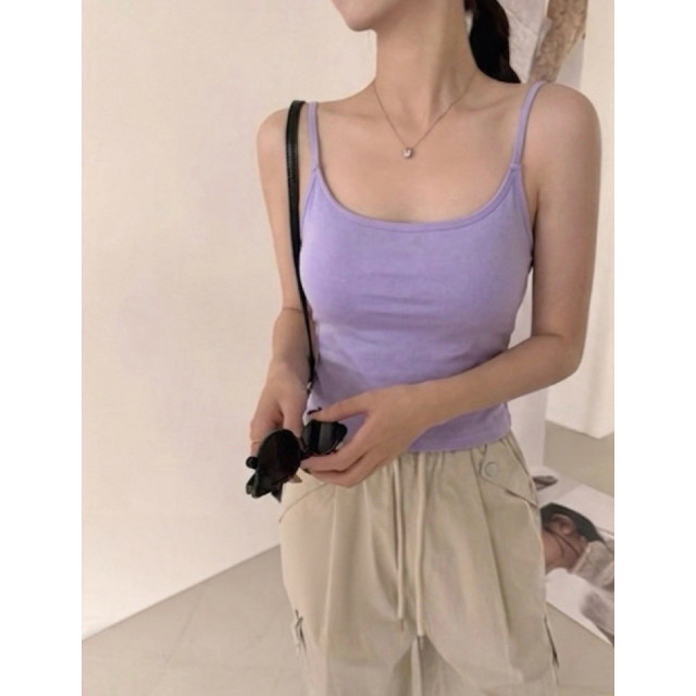 韓系簡約U領細肩涼爽罩杯小可愛
