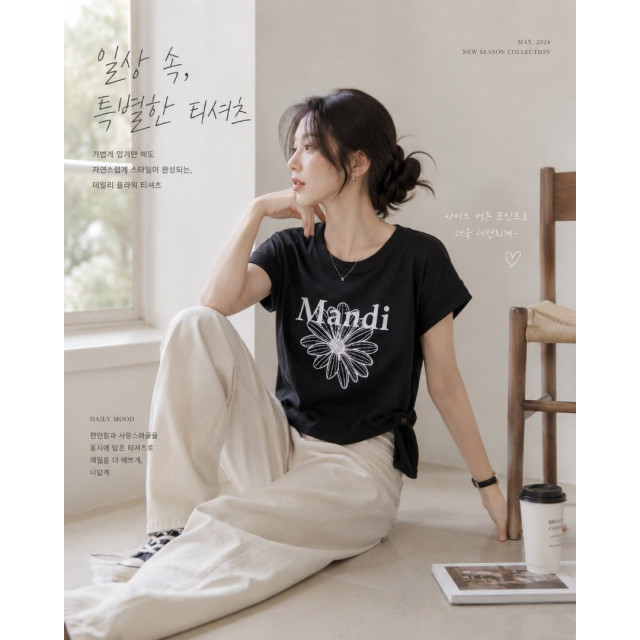 花語側釦造型棉Tee