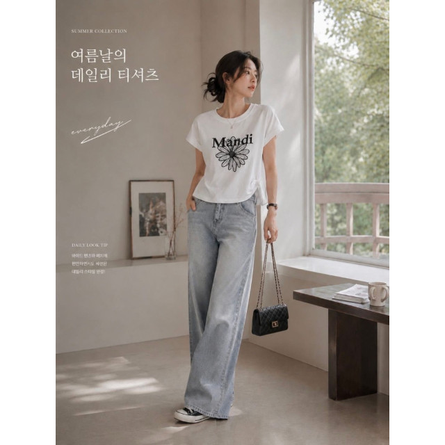 花語側釦造型棉Tee