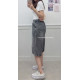 韓版率性有型後鬆緊刷色牛仔七分寬褲