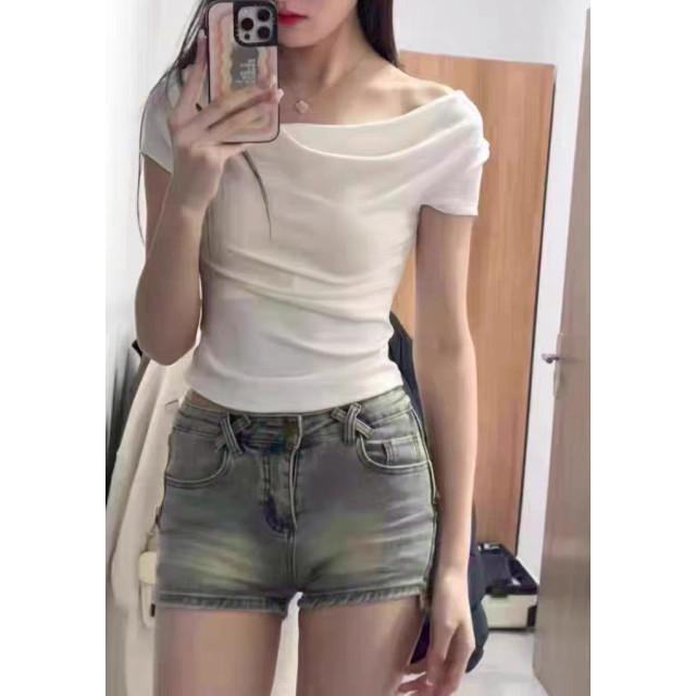 韓系氣質甜美感垂領設計舒適軟料棉t