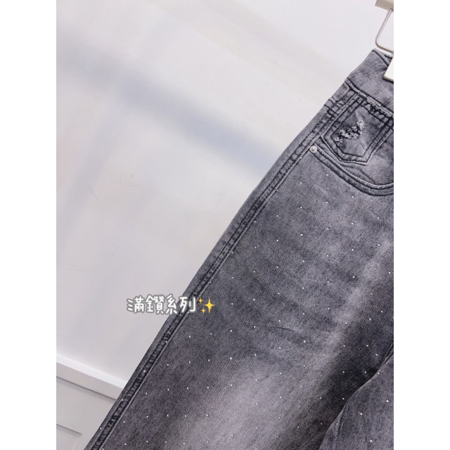 韓版有型抓破鑽鑽剪裁感長腿牛仔喇叭褲