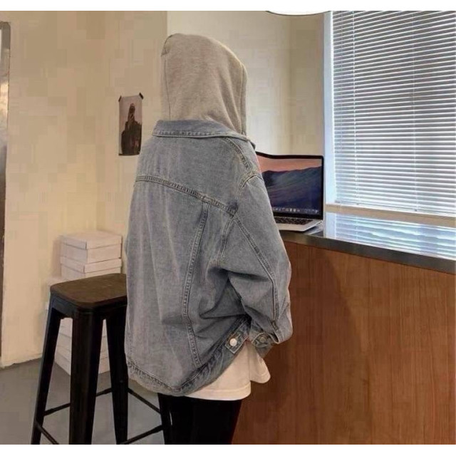 男友風可拆帽單寧外套