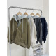 美式復古英字假兩件連帽落肩顯瘦拉鍊外套