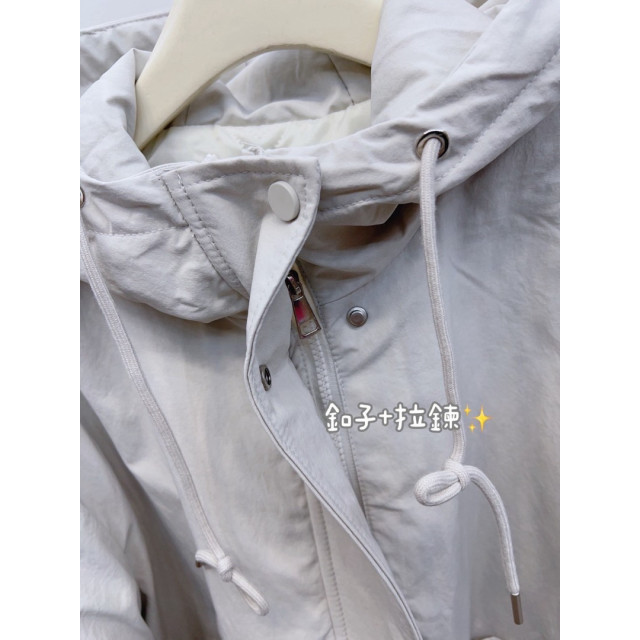 韓系高質感繡線口袋鋪棉保暖連帽風衣外套