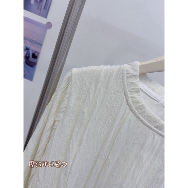 韓系立體壓皺肌理感顯瘦氣質上衣