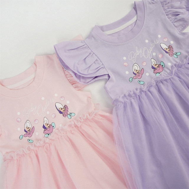 可愛牡蠣拼接紗洋裝