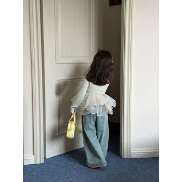 可愛小熊牛仔寬褲