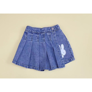 兔兔牛仔百摺褲裙