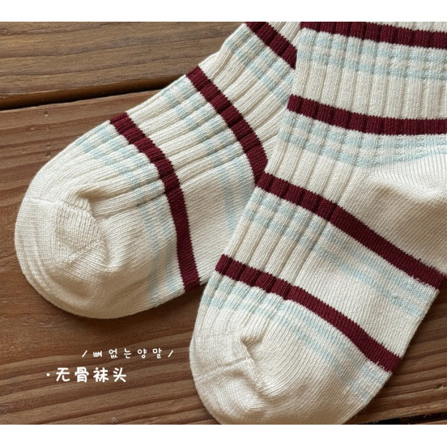 撞色捲邊中筒襪（五雙入）