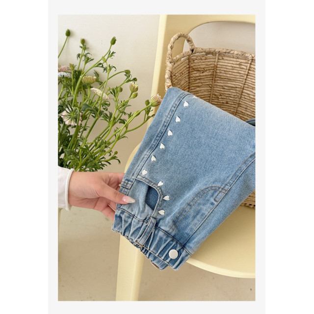 愛心刺繡闊腿褲